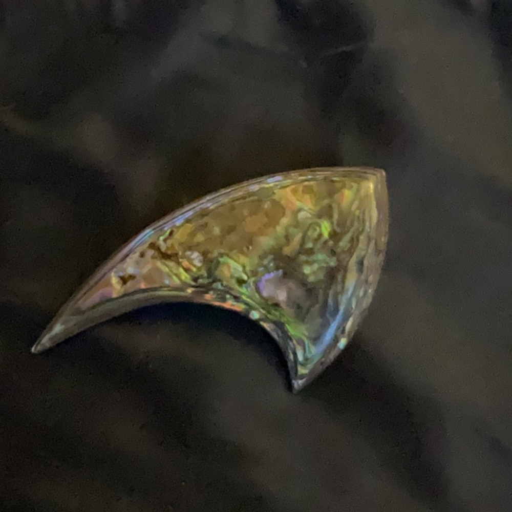 Brooch sterling silver and abalone signed vintage 1975